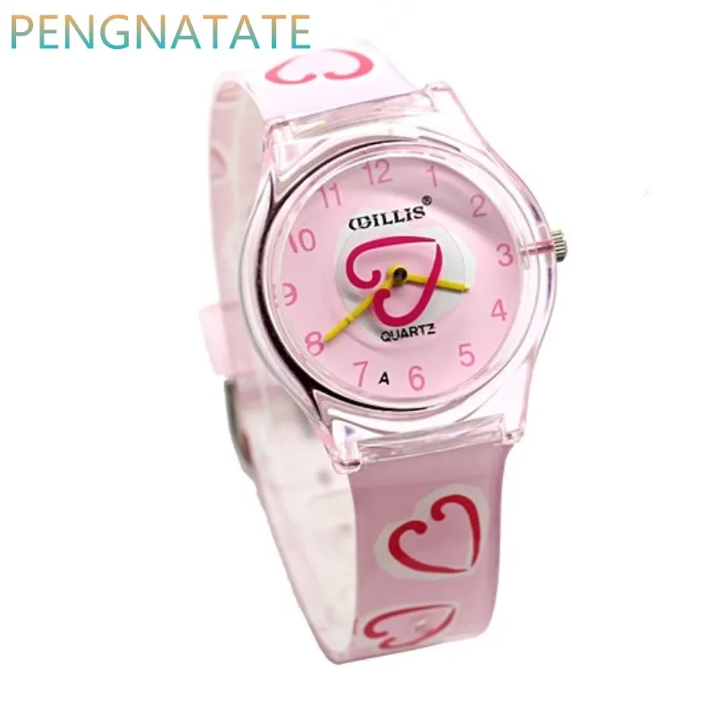 

WILLIS Fashion ladies Quartz Watch Heart shaped Children Wrist waterproof Watch jelly watch women watches PENGNATATE