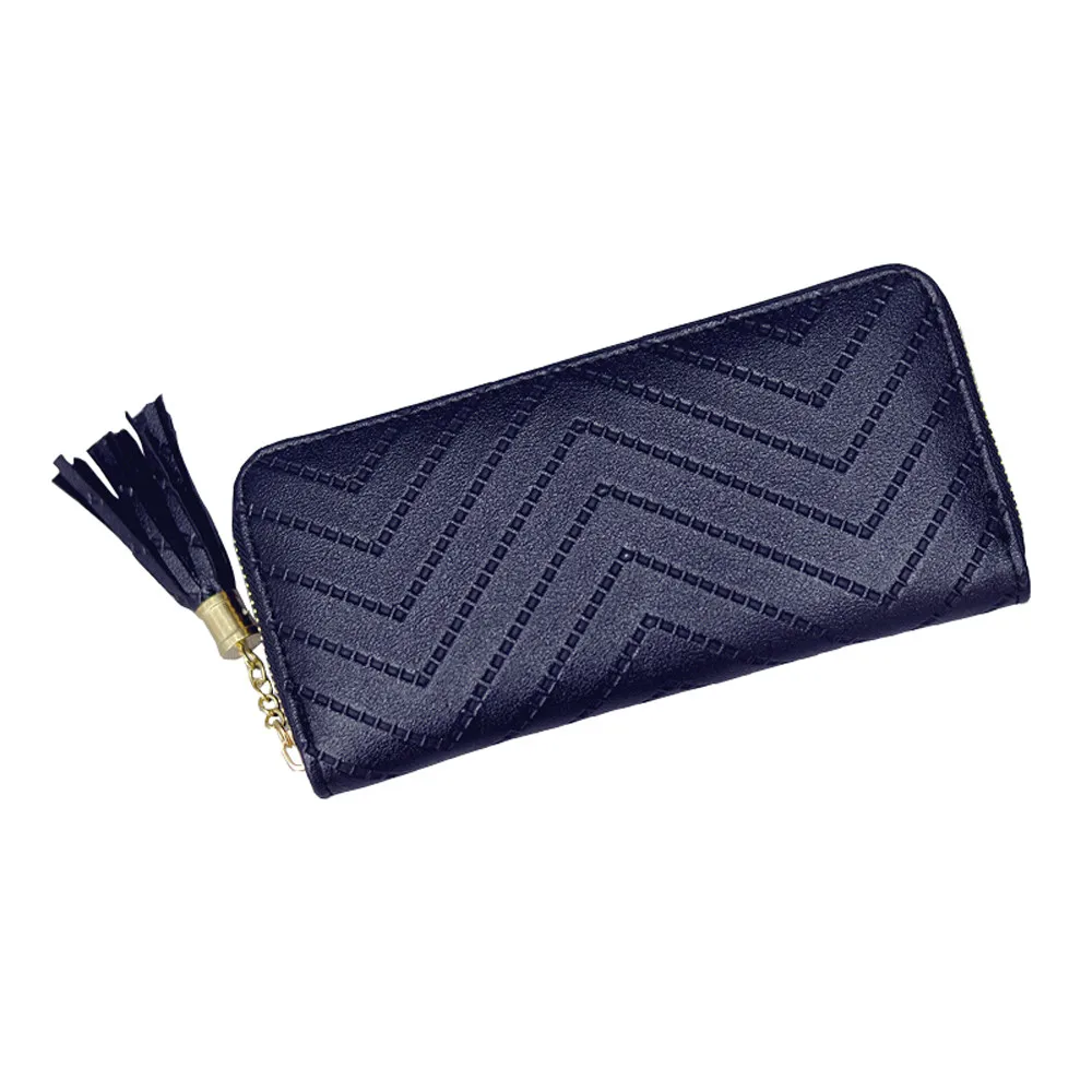 

Women Leather Trendy Long Wallet Handbag Wavy Lines bag 40#
