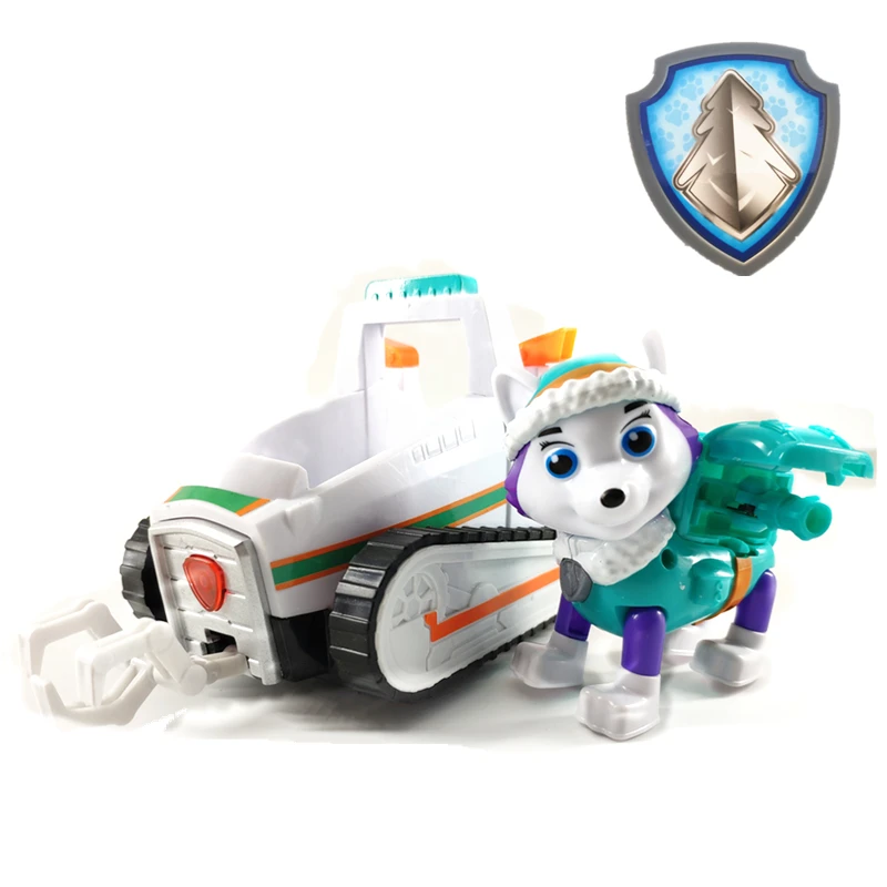 

New Paw Patrol Dog Everest Puppy Pull Back Music Patrol Car Patrulla Canina Toys PVC Doll Action Figure Model Toy Kid Gift
