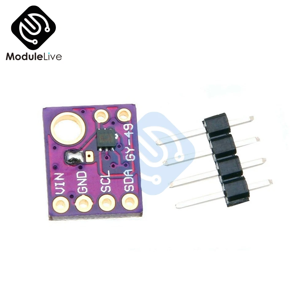 

GY-49 MAX44009 Ambient Light Sensor Module For Arduino With 4P Pin Header Module I2C IIC Output Lowest Power 1.7V-3.6V