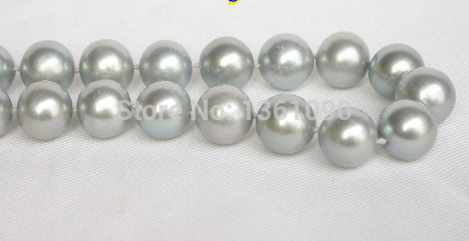 

003491 GENUINE GRADUATED 12MM GRAY SOUTH SEA PEARL NECKLACE 14KGP Solid gold (A0322)