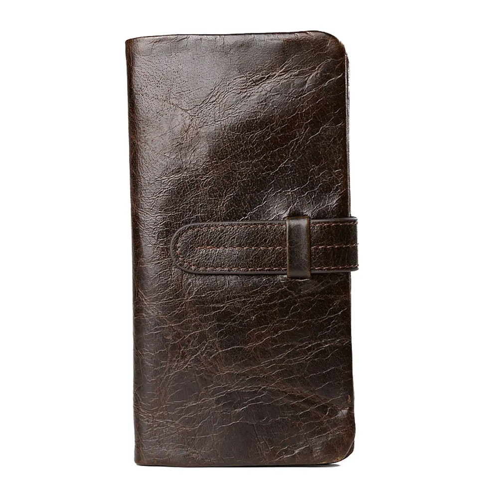 

Men Genuine Cowhide Leather Wallet Purse With Card Holder Vintage Long Wallets Clutch Handbag coffee WML99
