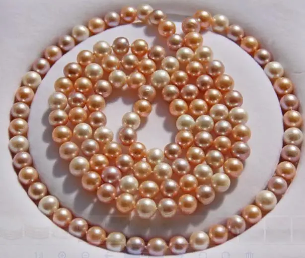 

gorgeous AAA9-10mm freshwater round multicolor pearl necklace 48"925silver