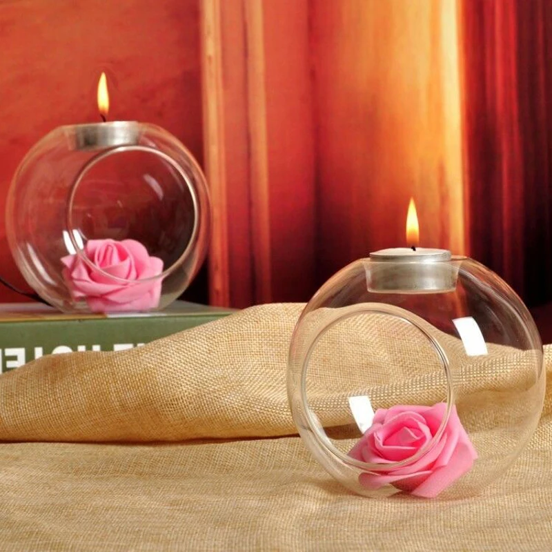 JX-LCLYL Crystal Glass Candle Holder Candlestick Romantic Wedding Dinner Home Decor