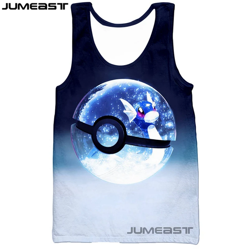 Jumeast бренд для мужчин/для женщин 3D печатных жилет Cartoom Покемон Пикачу короткий рукав Новая мода спортивный пуловер Лето безрукавки для