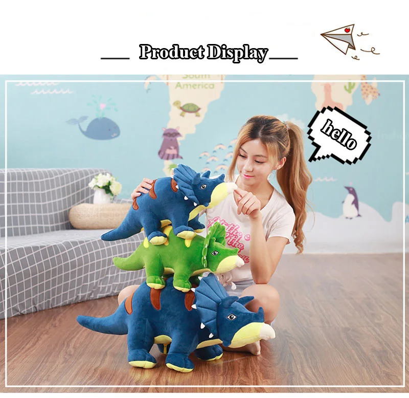 1pc Cute Cartoon Dinosaur Plush Toys Lovely Animals Triceratops Stuffed Toy Dolls for Children Boys Birthday Christmas Gift (11)