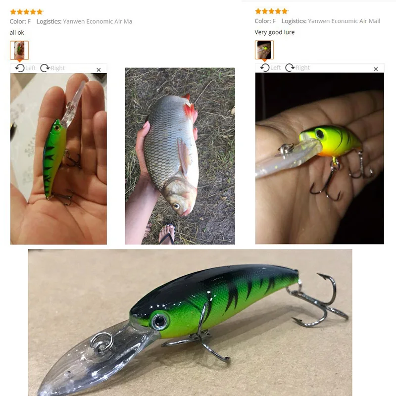 Yuewins طعوم صيد سمك البلمة 9 سنتيمتر 7g الطعوم الثابت الاصطناعي جودة Crankbait Wobblers باس بايك 6 # السنانير العائمة الطعم QA174A