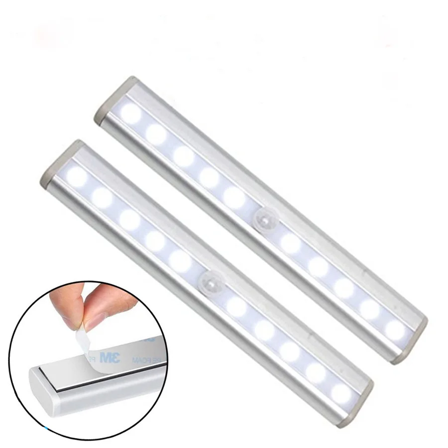 

Thrisdar 4PCS motion sensor night light portable 10 LED cabinet light battery wireless cabinet infrared mobile detector wall lam