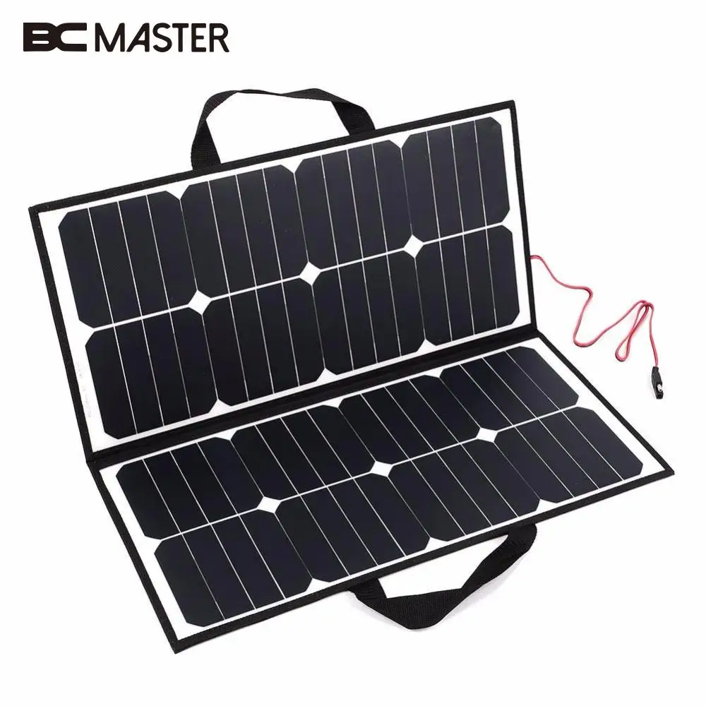 

BCMaster 50W 18V Portable Outdoor Foldable Solar Panel Board Solar Power Charger For Battery