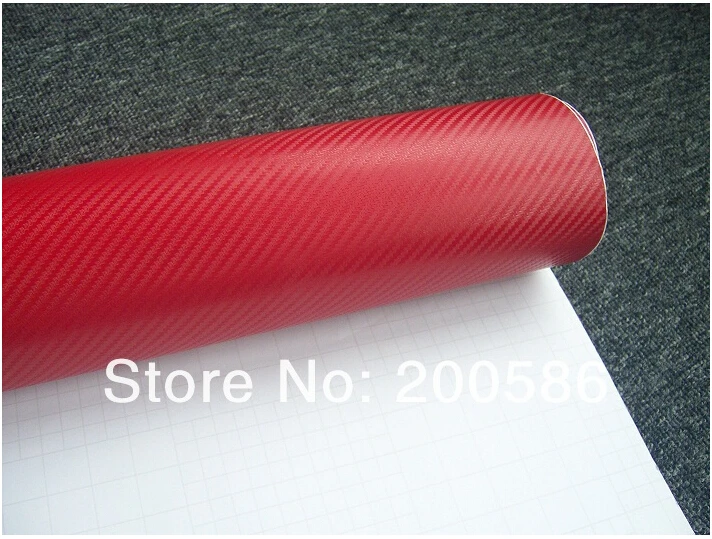 Красный 3D саржевого переплетения углеродного волокна винил с вентиляционные каналы автомобиля стикер фольга Размер 1,52x30 м/рулон