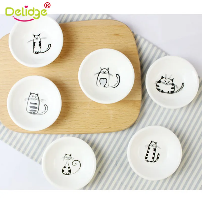 Delidge, 6 шт., керамическая тарелка с милым котом, пигменты, керамика, s, соевое блюдо, кухонный соус, уксус, джем, посуда, маленькая посуда, инструмент