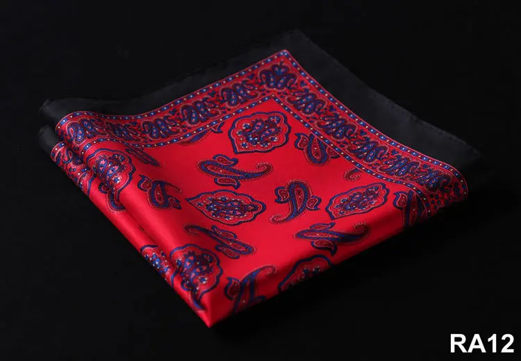 RA Dot Пейсли цветочные полосы носовой платок с рисунком «Якорь» натуральный шелк атлас мужской носовой платок мода классический свадебный карман квадратный - Цвет: RA12 Red Navy Blue