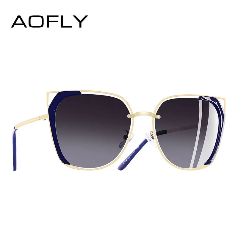 AOFLY Дизайн Роскошные брендовые Винтажные Солнцезащитные очки женские поляризованные женские солнцезащитные очки для женщин полые женские очки для вождения - Цвет линз: C5Gray