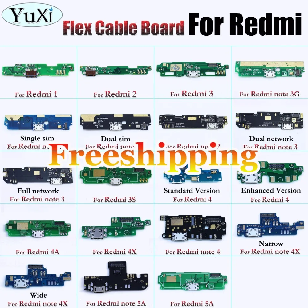

YuXi Dock Connector Micro USB Charging Port Flex Cable Ribbon Module For xiaomi For redmi Note 2 3 4X 5A For Redmi 1s 2 3 4 4A