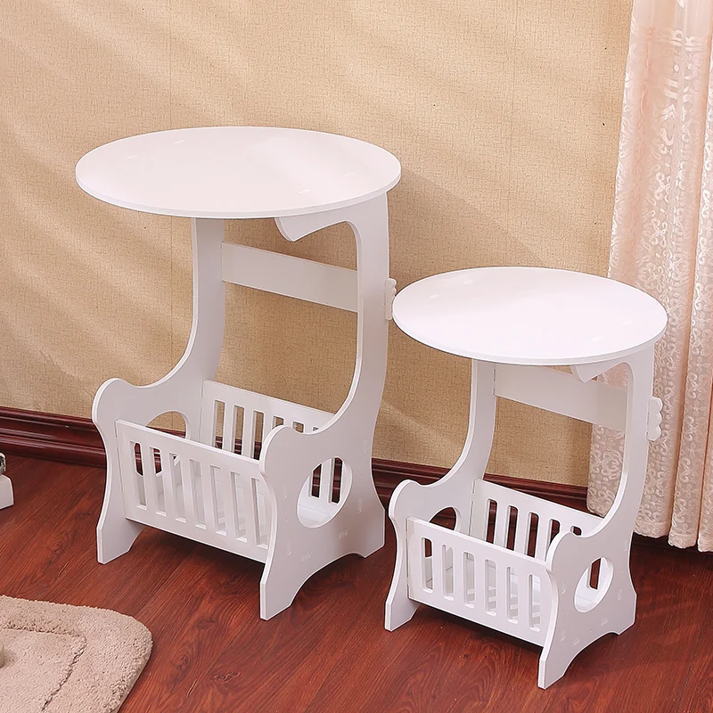 European Style Wood-Plastic Round Coffee Table Multifunction Modern Coffee Table Installation& Waterpoof Storage Rack