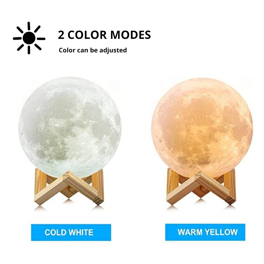 قابلة للشحن 3D طباعة مصباح قمري 2 لون تغيير مسة التبديل نوم خزانة ليلة الخفيفة ديكور المنزل الإبداعية هدية الكريسماس