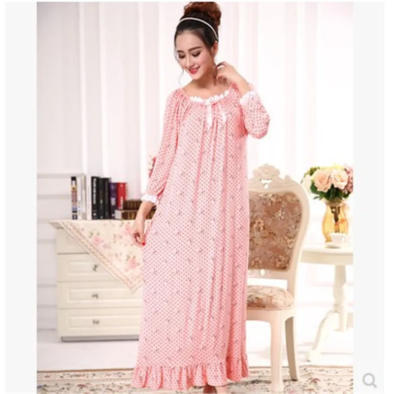 New Long font b Nightgown b font Spring Autumn Cotton Modal Ultra Long font b Nightgown
