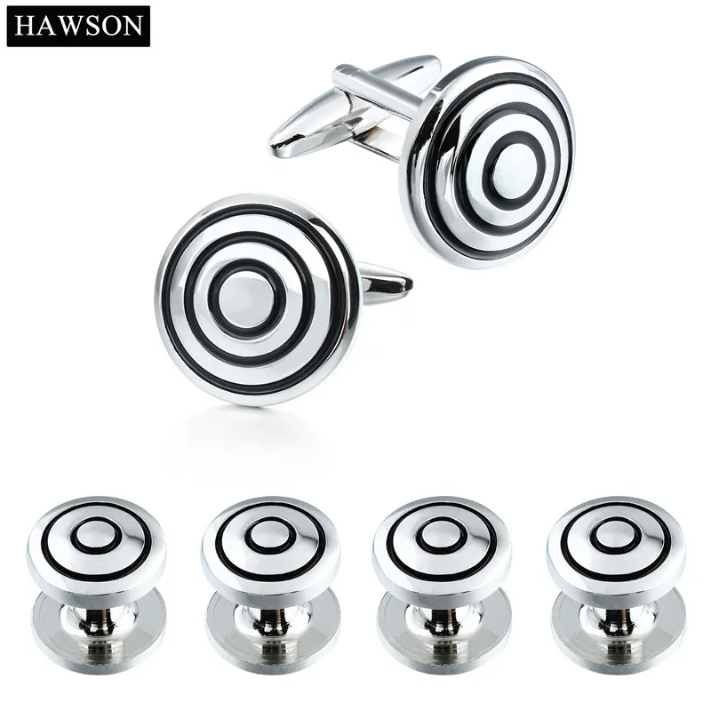 Classic Black Enamel Jewelry Cufflink and Stud Sets for Men's Tuxedo