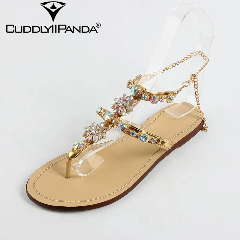 

2017 Luxury Design Women Sandals Crystal Sandalias Mujer Rhinestone Sexy Lady Summer Shoes Chains Flip Flops Sapato Feminino