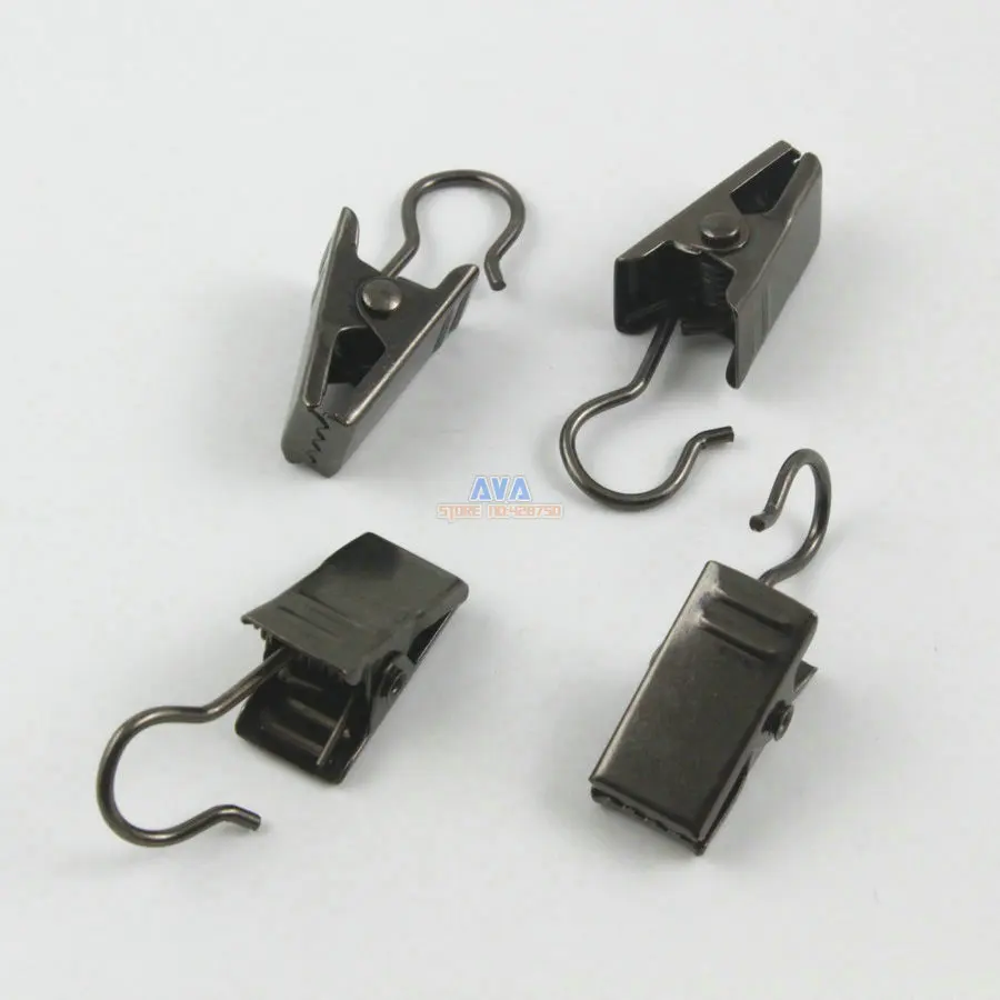 50 Pieces 32x9.5mm Gunmetal Hook Clips for Curtain Drapery