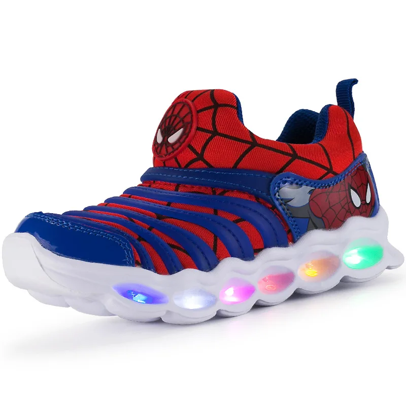 Boy Shoes Girl Spider-Man Iron Man Captain Caterpillar LED Seven-Colour Sensor Shoes