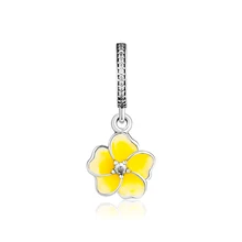 Fandola CKK 925 Стерлинговое Серебро-ювелирные изделия очаровательные цветы Цветочные бусины бледно-желтые эмалы подходит Pandora Подвески Браслеты Ожерелье