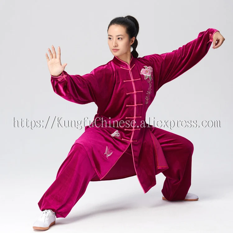 

Chinese Tai chi uniform kungfu outfit taijiboxing suit Practicing clothes in winter for girl women boy men kids children adults