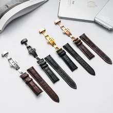 Genuine Leather Watch Band Wrist Strap 12 14 16 18 20 22 24mm Rose Gold Butterfly Clasp Buckle Replacement Black Brown Belt Genuine Leather Watch Band Wrist Strap 12 14 16 18 20 22 24mm Rose Gold Butterfly Clasp Buckle Replacement Black Brown Belt