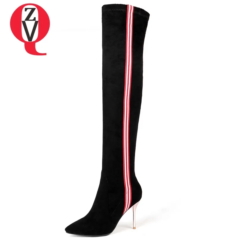 

ZVQ 2019 new hot sale fashion sexy mixed colors kid suede women shoes winter warm super high thin heels slip-on over knee boots