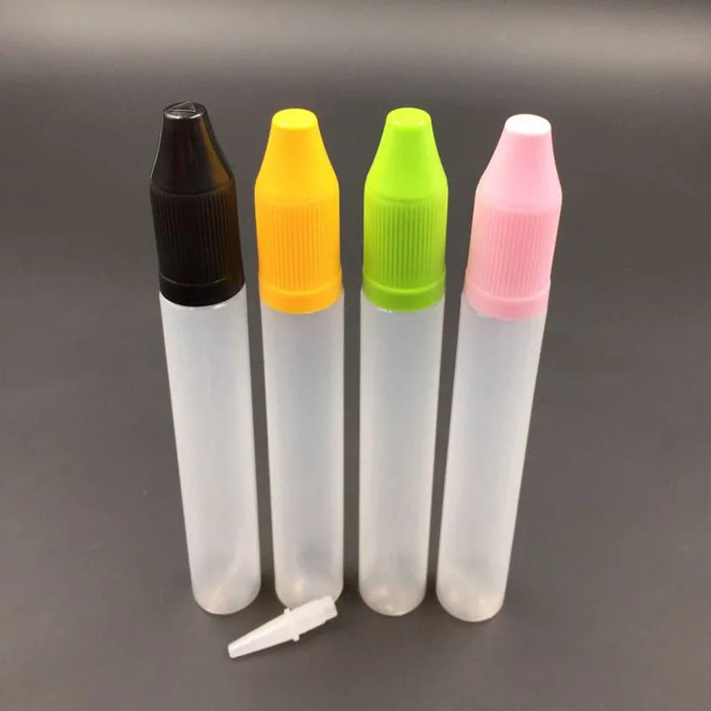 

800pcs Pen Shape Bottles 30ml Dropper Bottle 20ml 15ml 10ml Plastic Bottles vape e liquid Pen Empty Bottle Childproof cap