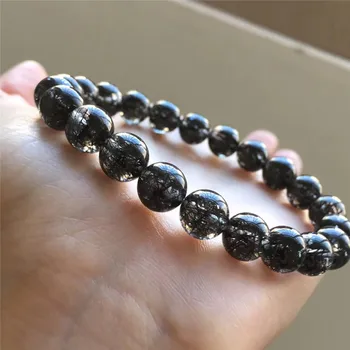 

8.5mm Natural Black Hair Rutilated Quartz Bracelet Women Men Love New Gift Gemstone Stretch Fashion Round Crystal Beads Jewelry