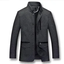 Для мужчин осень зима стенд воротник шерсть пальто Для мужчин куртка черный хлопок шерстяное пальто Для мужчин s Куртки плюс XL-5XL тренчи для мужчин