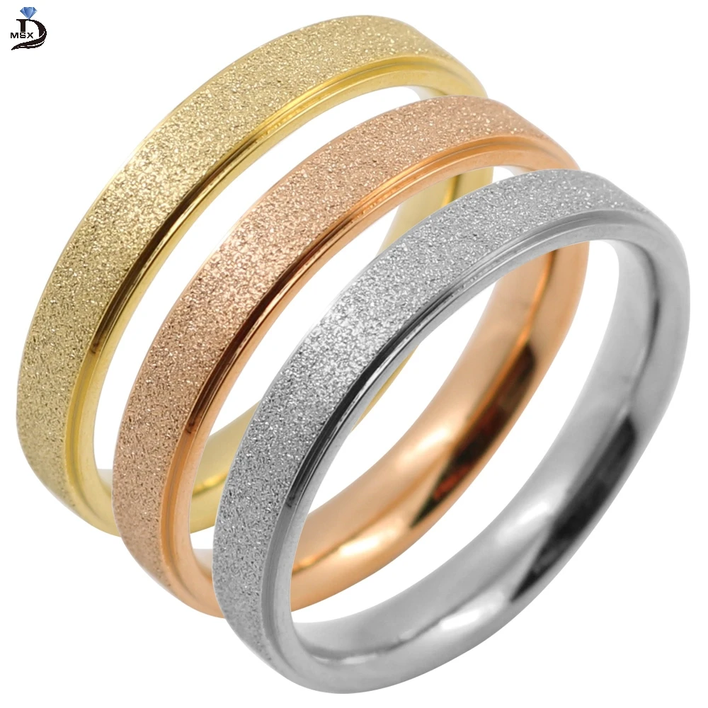 

3pcs/set 4mm Scrub Zircon 316l Stainless Steel size 5-11 Ladies Finger Rings For Women Wedding Engagement Couple Jewelry gift