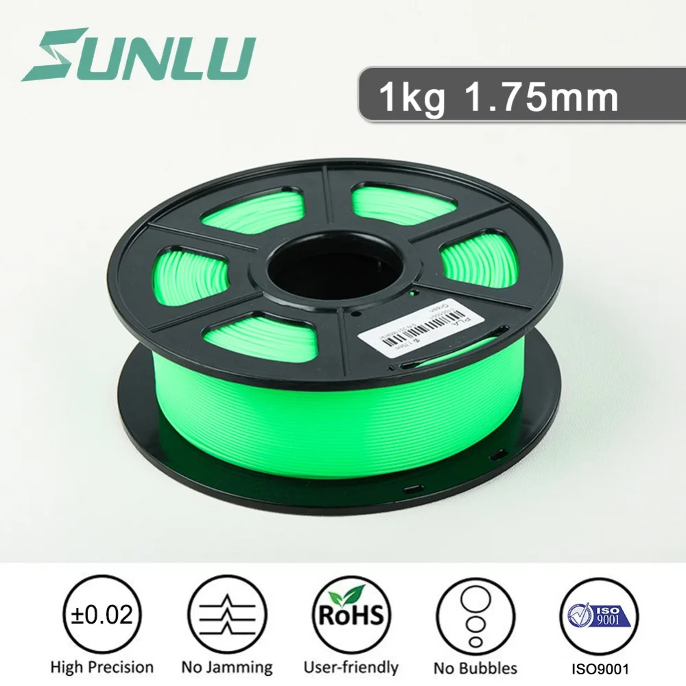

SUNLU PLA grow in the dark 3d Printer Filament Noctilucent pla 1.75mm 1kg have luminous red/yellow/blue/green/purple for option