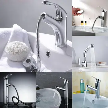 

New Adjustable Kitchen Bathroom Wash Basin Faucet Retractable Handheld Spring Tap