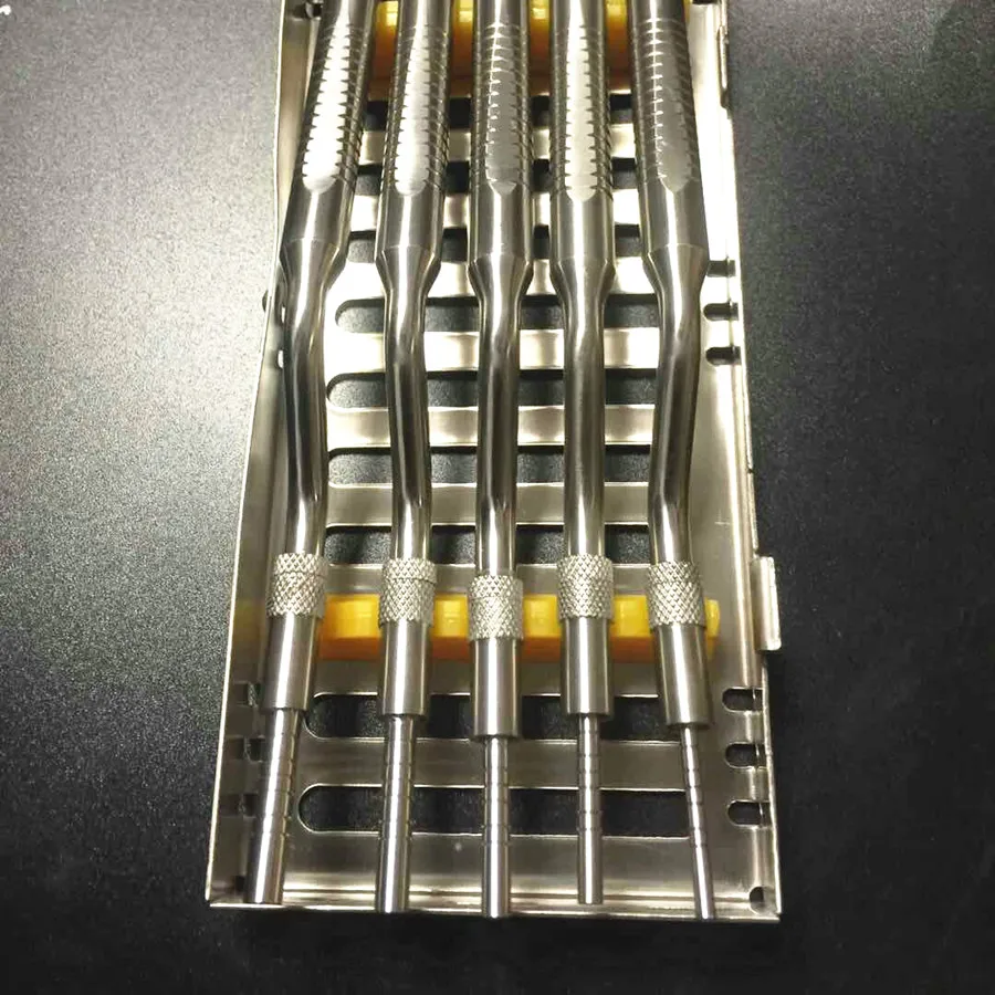  5 Pcs Set Dental Implant Osteotome Instruments Sinus Lift Bended with Cassette Case (Concave Tips)