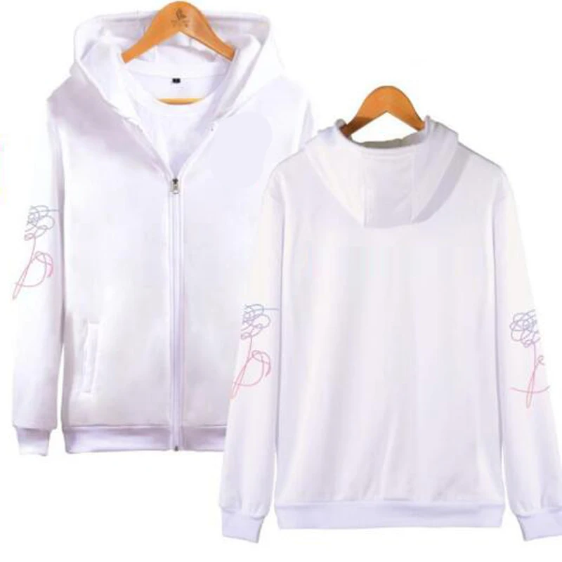 

k pop k-pop kpop Love Yourself Zip Up Harajuku Hoodies Sweatshirt Women Letter Printed zipper Hooded Jacket Coat Outwear