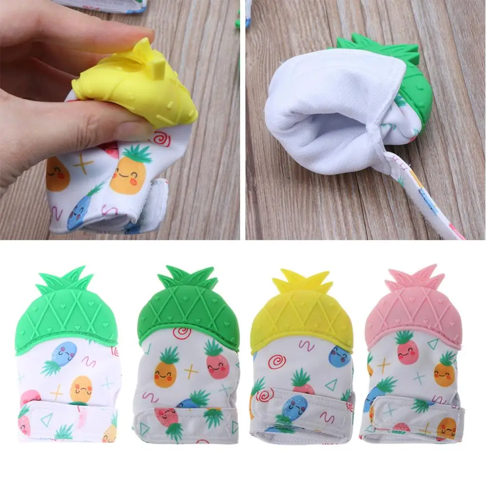 

1PC Pineapple Baby Teething Glove Pacifier Glove Teether Mitten Wrapper Sound Teething Chewable Bead Newborn Toddler
