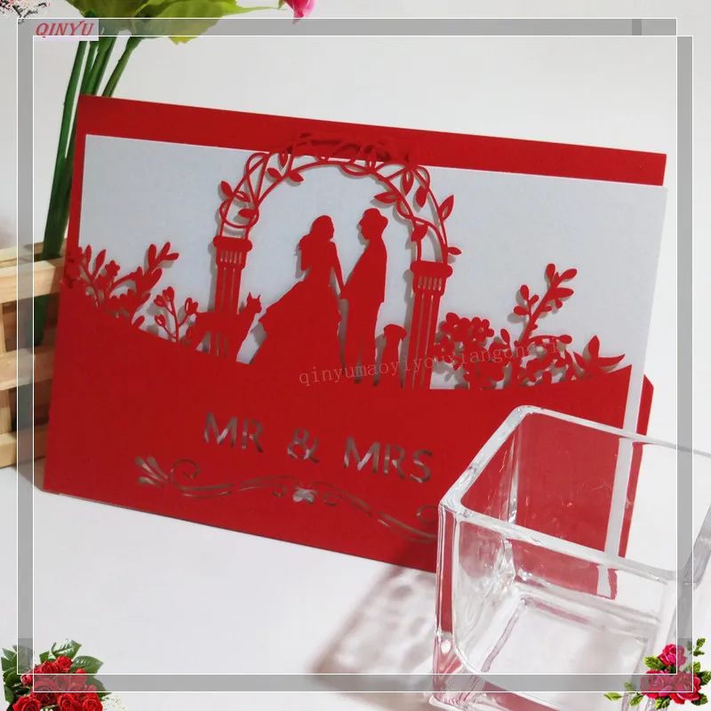 10 шт. свадебные пригласительные открытки с лазерной резкой элегантные конверты