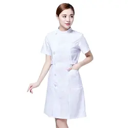 Медсестра рубашка пристрастность воротник женский летний белый с короткими рукавами Тонкий тонкий срез сплошной цвет больницы аптека