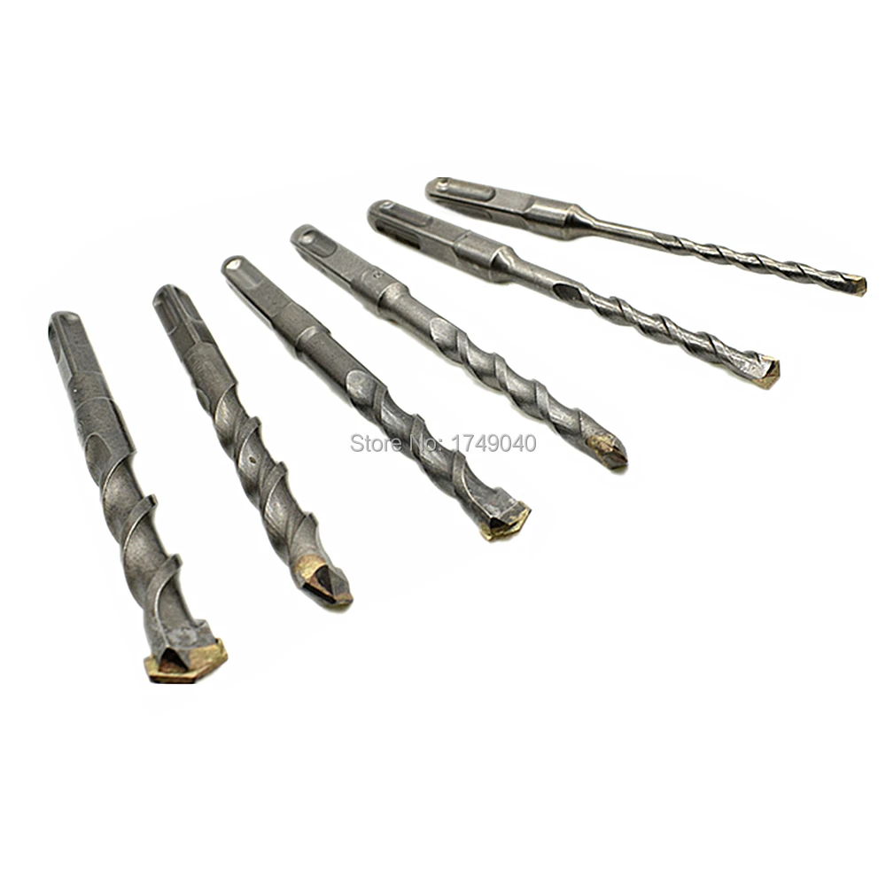6pcs 2 flute Carbide Tip Masonry Drill Bit 4 Slots SDS Square Shank Impact Drill Bit Set 6 16mm