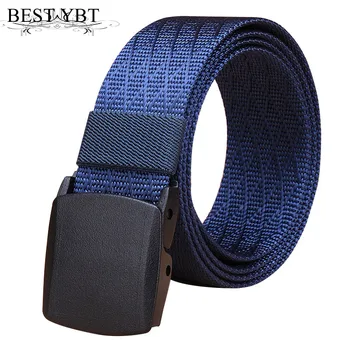 

Best YBT Unisex Nylon belt Security check quick drying textured jacquard nylon belt Plastic Smooth buckle cowboy Men belt