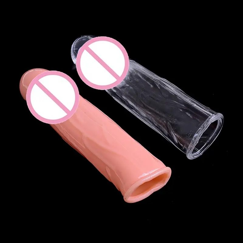 Penis Sleeve Male Enlargement Extensions Condom Men Delay Spray Clit Massager Cock -3454