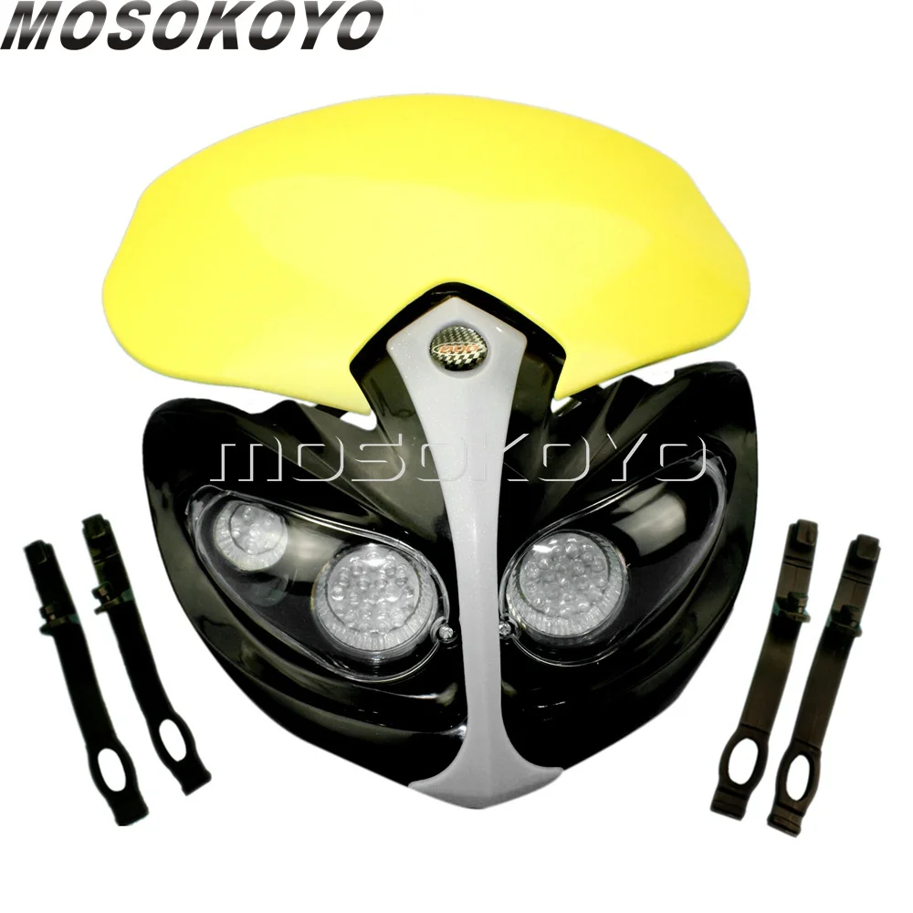 Мотоцикл Байк Enduro фары для мотокросса для Yamaha Suzuki LTZ RM 650 200 250 125 400 РМЗ DR DRZ желтый головной обтекатель - Цвет: yellow