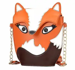 2X Новая модная женская кожаная сумка мультфильм мешок лиса плечо сумки Женщины Сумка оранжевый