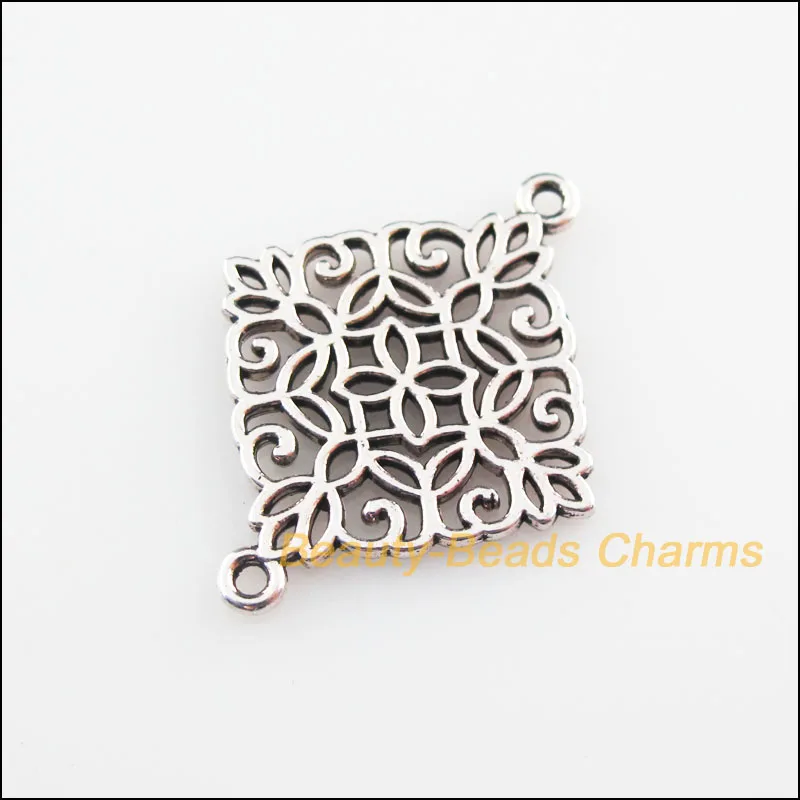 

8 New Connectors Chinese Knote Tibetan Silver Tone Charms 22x28mm