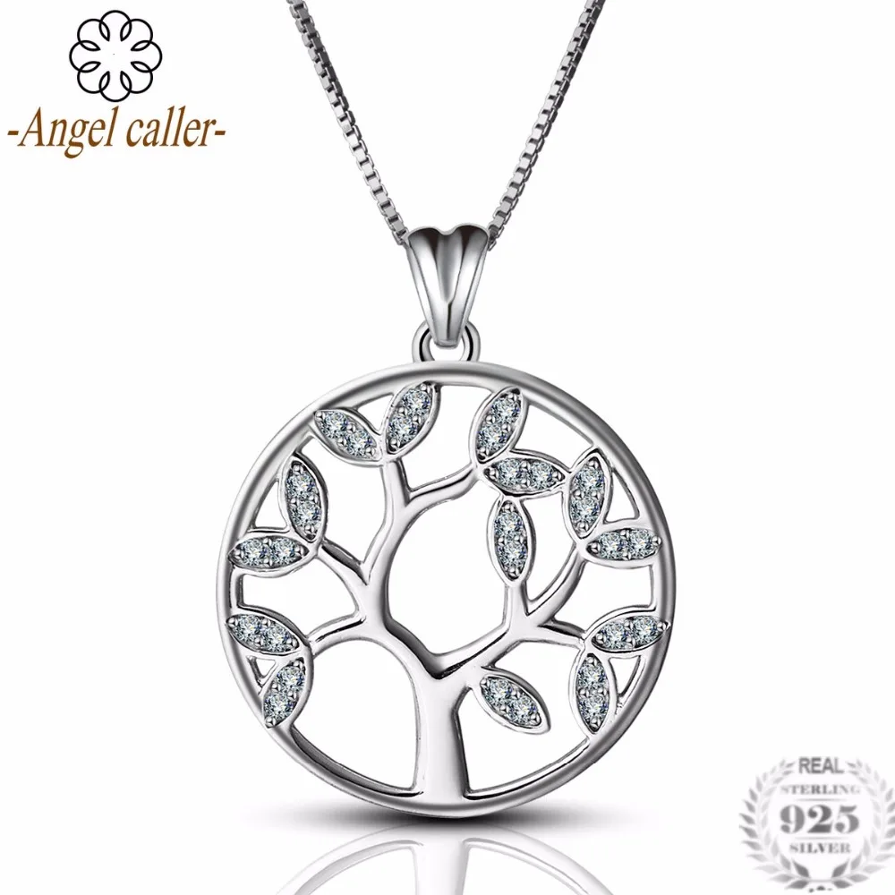 Angel Caller Real 925 Sterling Silver Tree of Life Pendant Necklaces for Women Girls Fine Sterling Silver Fine Jewelry CYD043