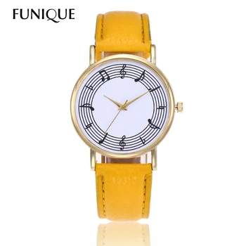 

FUNIQUE Lovely Women Watch Brand Quartz Watch Analog Women Leather Wrist Dress Watch For Dropshipping Musical Note