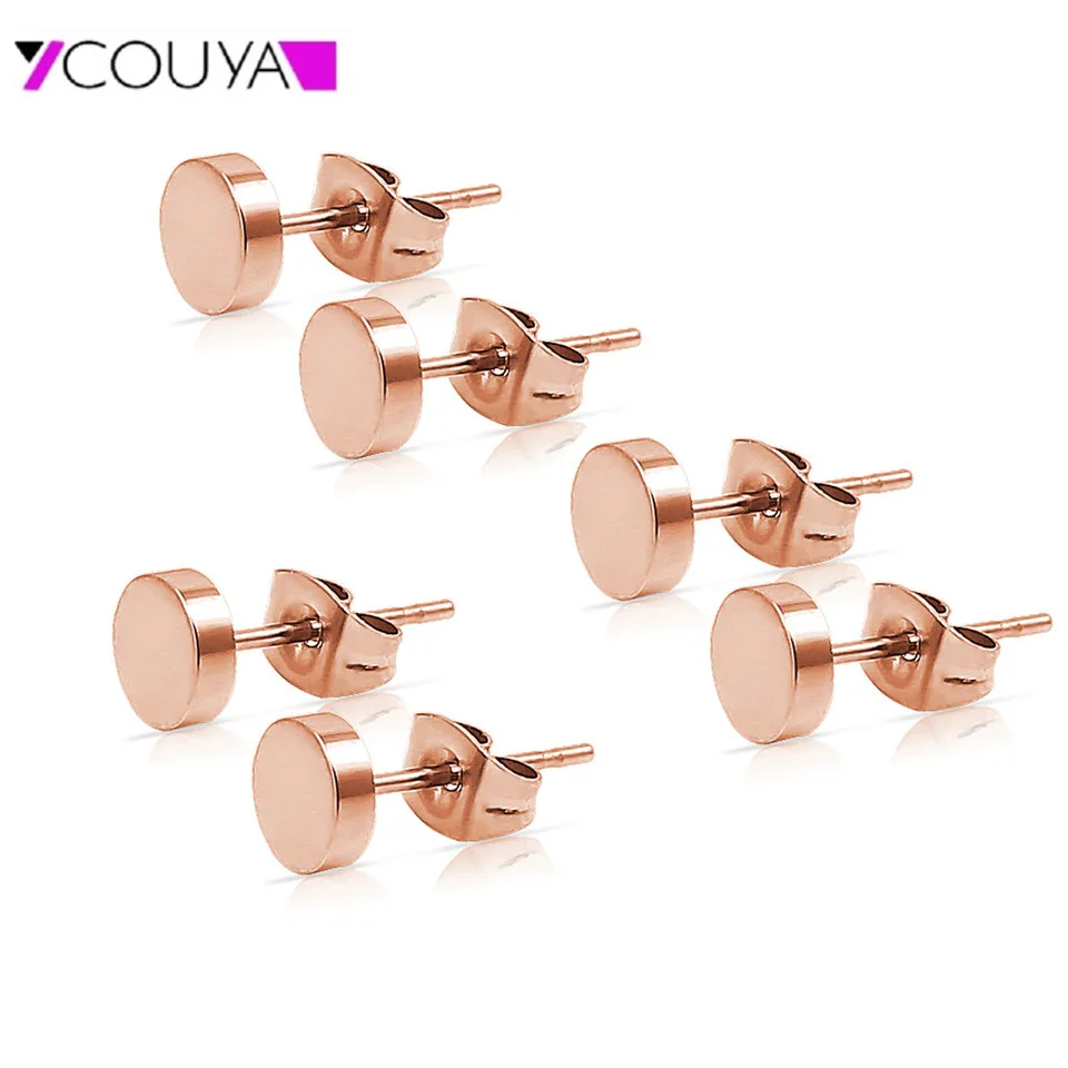 

3 Set of Stainless Steel Anti-allergy Stud Earrings Geometric Earrings for Sensitive Ear Shiny Mini Size Women's Fashion Jewelry