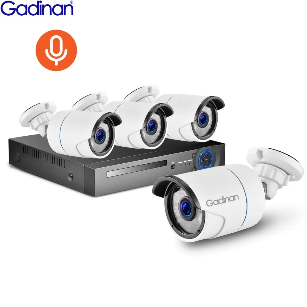

Gadinan 4CH 5MP POE NVR Kit CCTV Security System 4PCS 5.0MP Audio Record Sound IP Camera P2P Outdoor Video Surveillance System